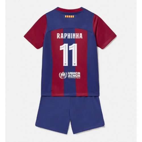 Maillot de foot Barcelona Raphinha Belloli #11 Domicile enfant 2023-24 Manches Courte (+ pantalon court)